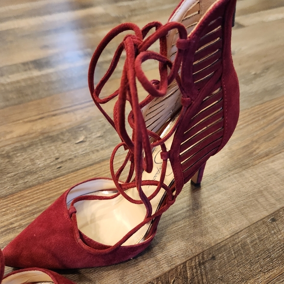 Jessica Simpson red suede heels - Picture 4 of 4